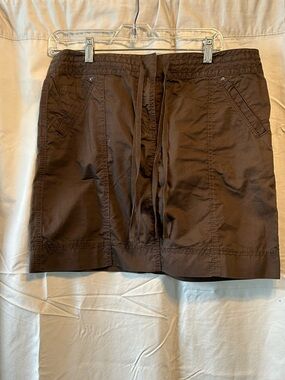 LOFT Brown Drawstring Mini Skirt